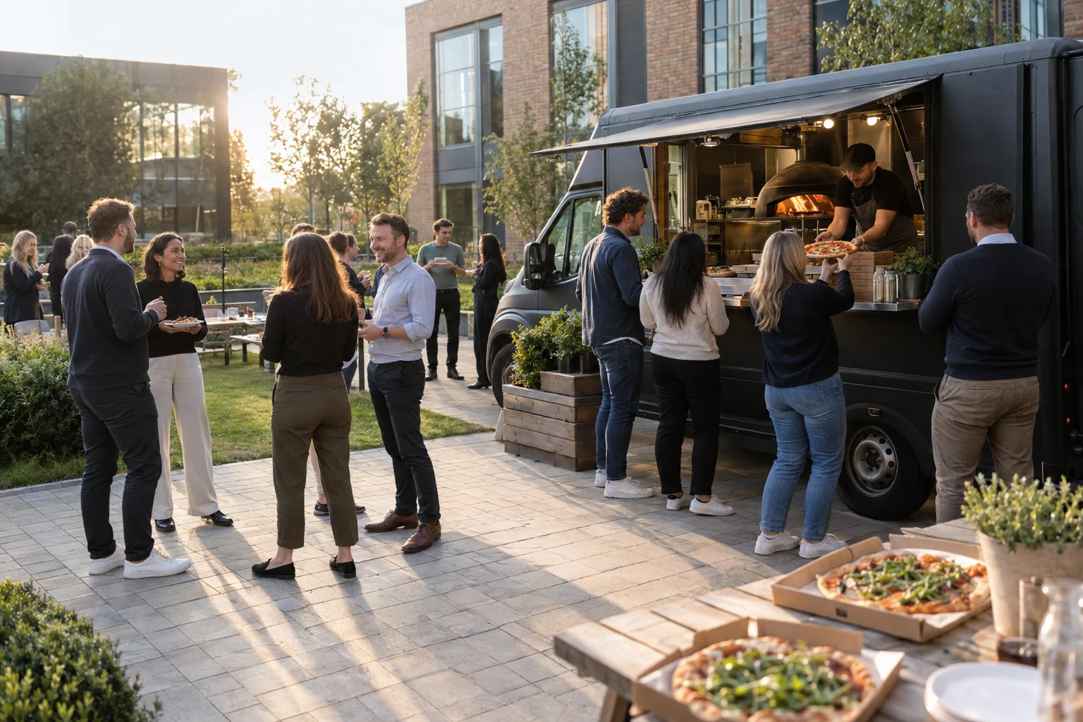 Pizza Press mobile pizza truck ready for a corporate event