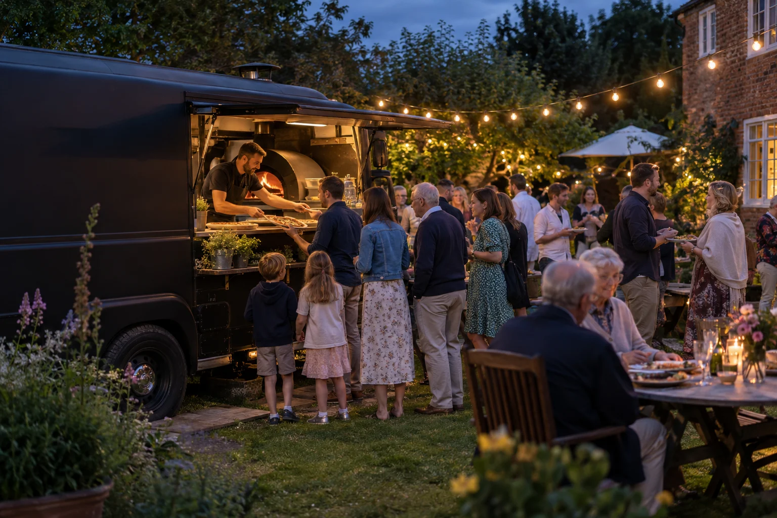 Pizza Press van with its serving hatch open for a private party
